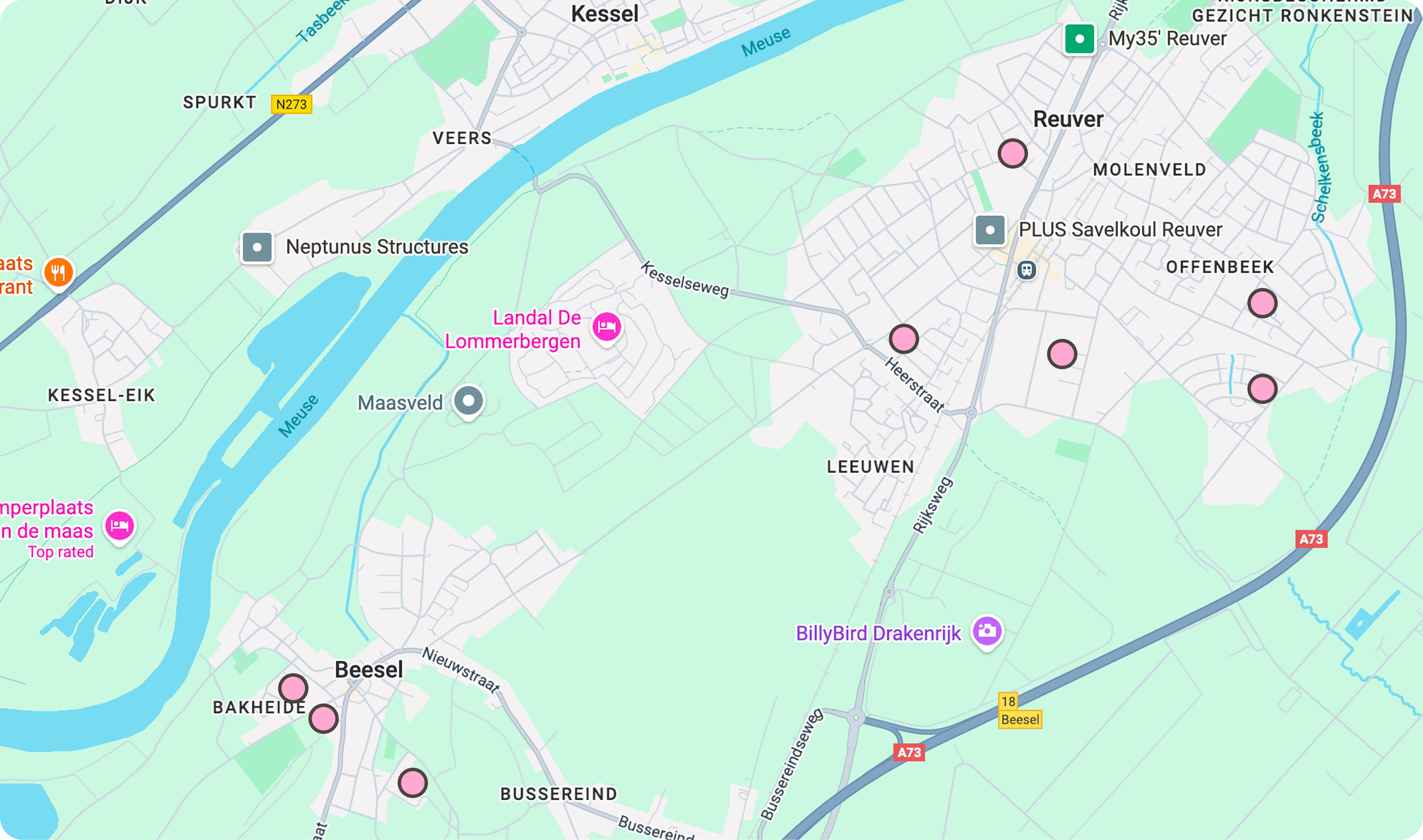 Kaart met locaties